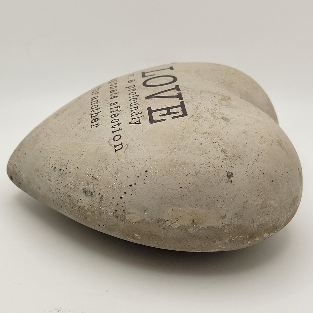 Apropos Heart Stone Decor LOVE Quote Concrete Paperweight 5x5 Farmhouse - Picture 6 of 8
